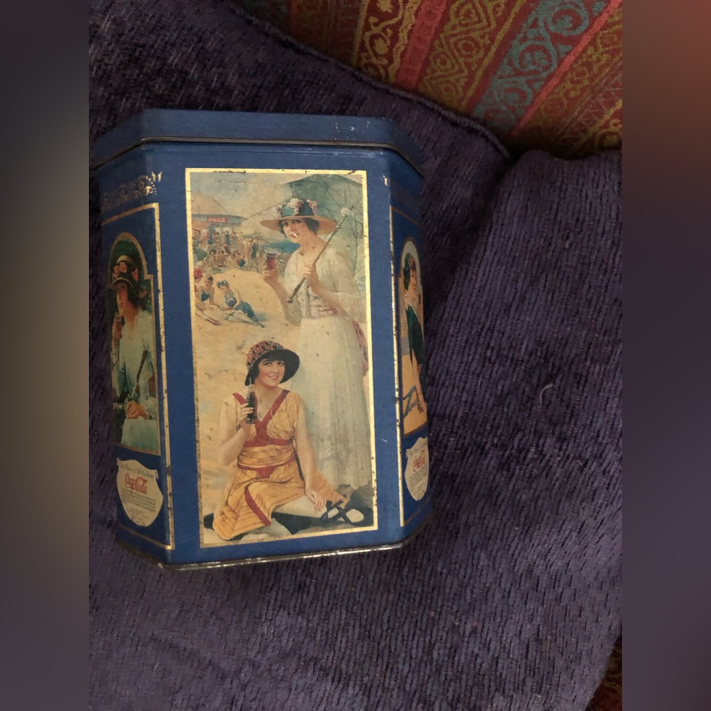 Vintage (1996) Coca Cola Blue Decorative Storage Tin